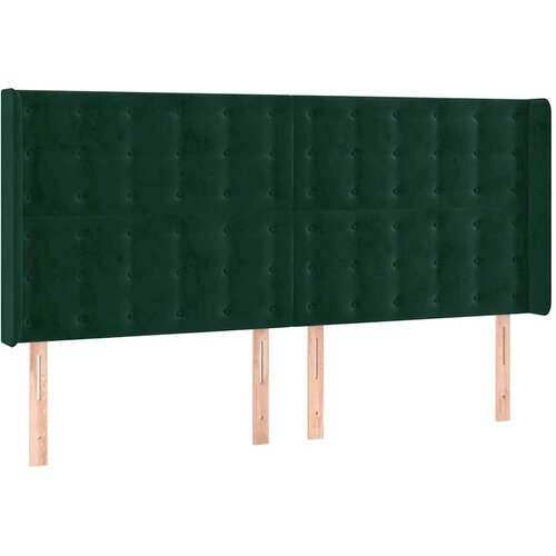  Uzglavlje s u&amp;scaron;ima tamnozeleno 203x16x118/128 cm bar&amp;scaron;unasto Slike