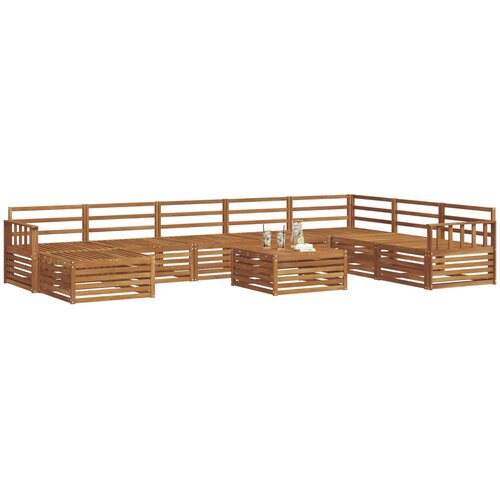  Set vanjskih sofa 9 kom. Prirodna Čvrsto drvo akacije Slike