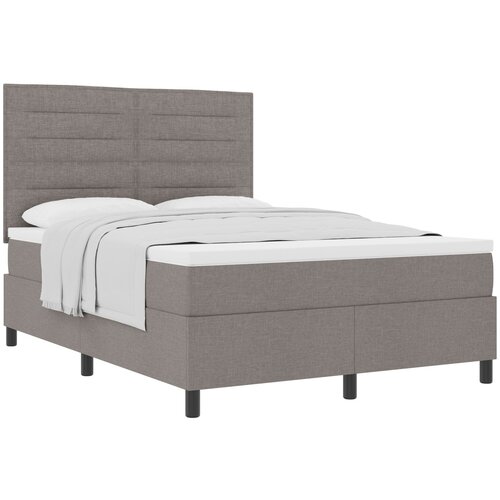 VidaXL Posteljni okvir z vzmetnico Siva Tkanina 160 x 200 cm, (22067143) Slike