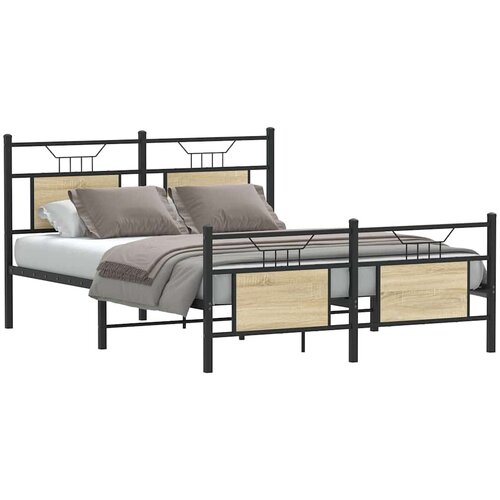 Furnova Posteljni okvir brez vzmetnice hrast 137x190 cm inženirski les, (21934732) Slike