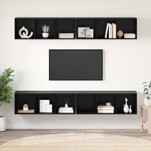  Set TV komoda Zidne 4 pcs Crni hrast 37 x 37 x 107 cm Cijene
