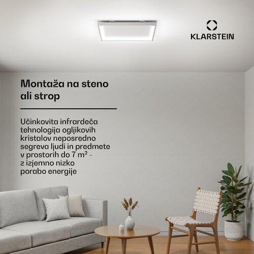 Klarstein Wondersky infrardeča plo&amp;scaron;ča | 360 W | 7 m&amp;sup2; | Minimalistična zasnova | 60 cm x 60 cm Slike