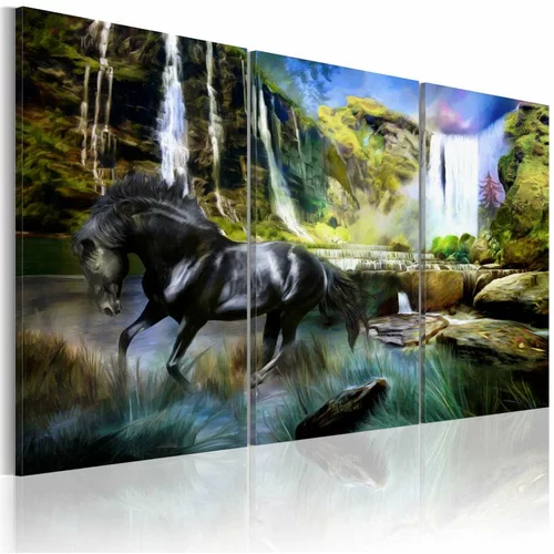  Slika - Horse on the sky-blue waterfall background 90x60