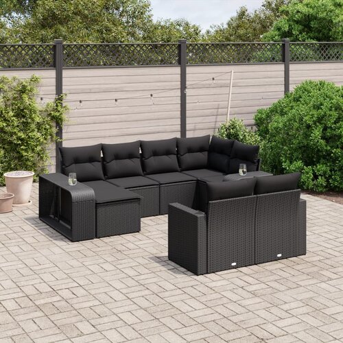 vidaXL 10-dijelni set vrtnih sofa s jastucima crni od poliratana Cijene