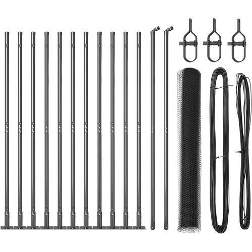 vidaXL Heksagonalna Ograja Siva 0.8x25 m Jeklo, Ograjne Stebri z Osnovnimi Plati 13 kos Ø32mm 90cm Cinkano Jeklo Cene