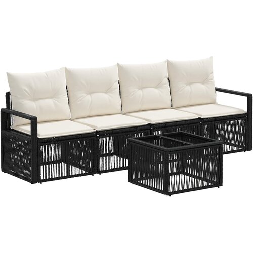 vidaXL Vrtna sedežna garnitura 5 pcs Črna poli ratan, (5000271056) Cene