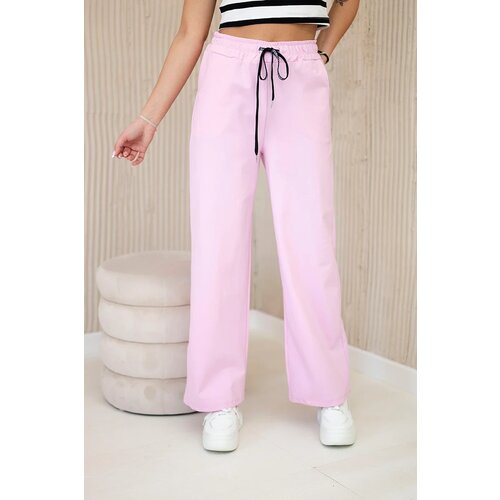 Kesi Włoski Punto pants with wide legs light pink Slike
