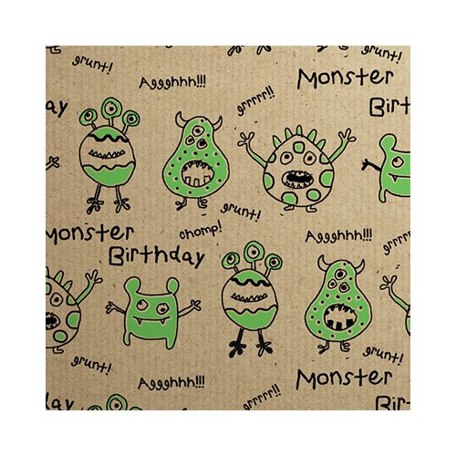 The Unique Paper Company Ukrasni papir R Doodles Green Monsters Slike