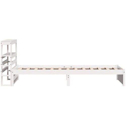  Okvir kreveta s uzglavljem bijeli 75x190 cm od borovine Slike