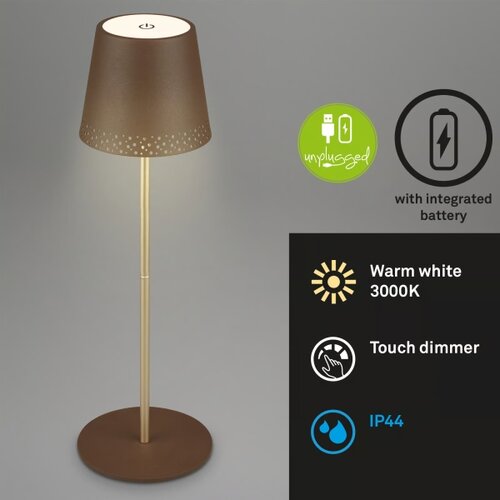 BRILO LED stona punjiva dodirna lampa KIKI LED/2,6W/5V IP44 2600 mAh braon Slike