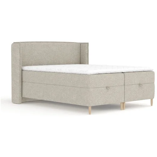 Maison de Rêve Svijetlo sivi boxspring krevet s prostorom za odlaganje 200x200 cm Monpelli –