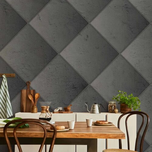  Foto tapeta - Grey symmetry - geometric pattern in concrete pattern with light joints 350x256 Premium Slike