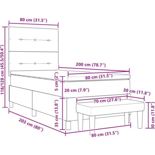 vidaXL Postelja s podlago z blazino in benchom Črna 80x200 cm Žamet Cene