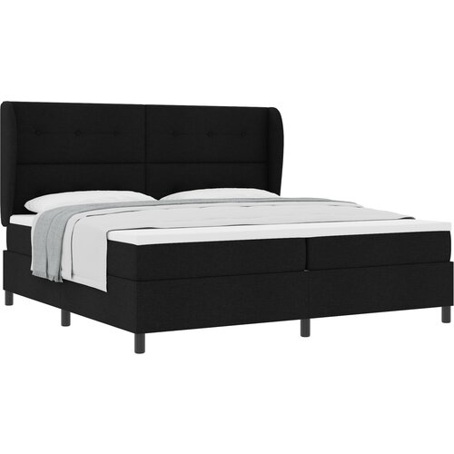 vidaXL Box Spring Postelja z Matracem Črna 200x200 cm Tkanina Cene