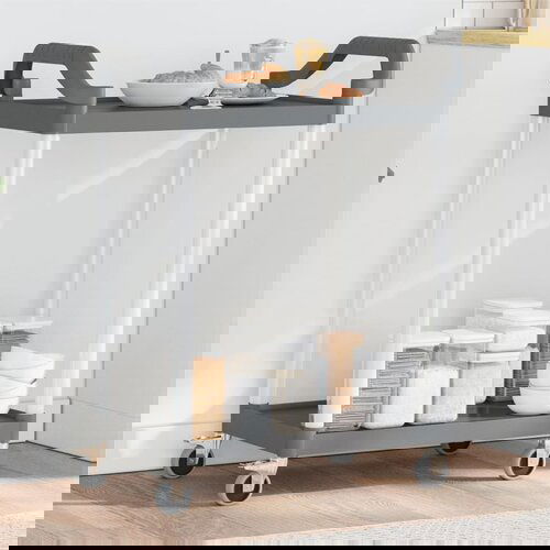 vidaXL 2-nadstropni voziček siv 81x41x92 cm aluminij Cene