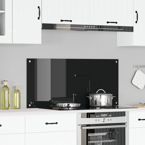 vidaXL Kuhinjska backsplash Črna Steklo 110 x 50 cm Trajno Cene