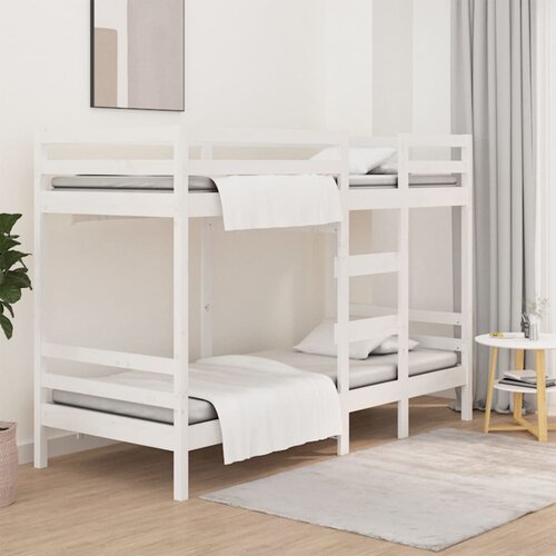 Krevet na kat bijeli 90 x 190 cm od masivne borovine Slike
