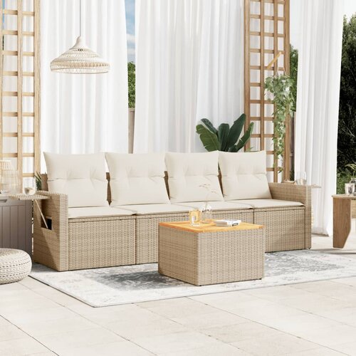 vidaXL 5-dijelni vrtni set sofa s jastucima bež od poliratana Cijene