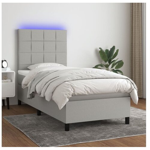  Box spring s madracem LED svjetlosivi 100x200 cm tkanina Cene