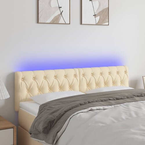 vidaXL LED posteljno vzglavje krem 144x7x78/88 cm blago Cene