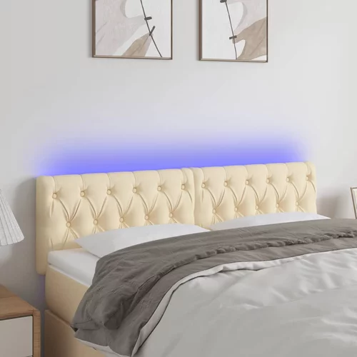 vidaXL LED posteljno vzglavje krem 144x7x78/88 cm blago