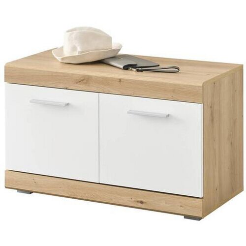 CARRYHOME garderobna klop hrast artisan, bela, visoki sijaj Cene
