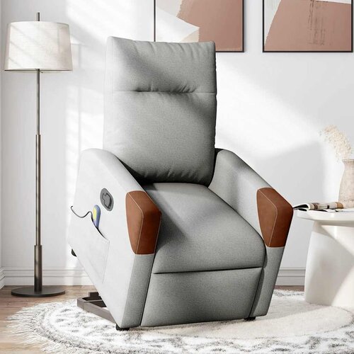 Maison Chic masažni naslanjač - Relax naslanjač s funkcijo vstajanja sivo blago, (22134924) Cene