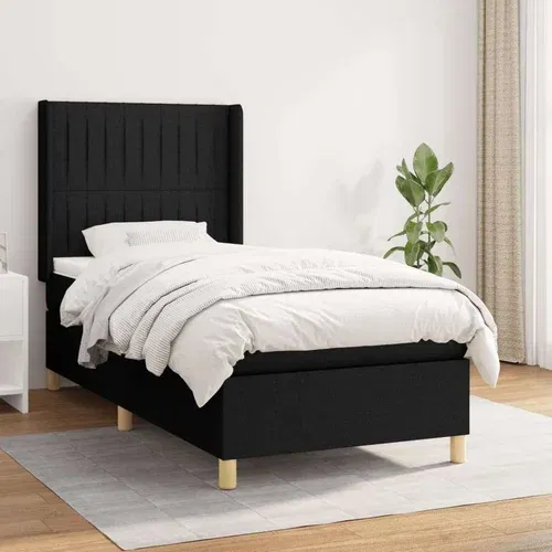  Box spring postelja z vzmetnico črna 100x200 cm blago, (20895485)