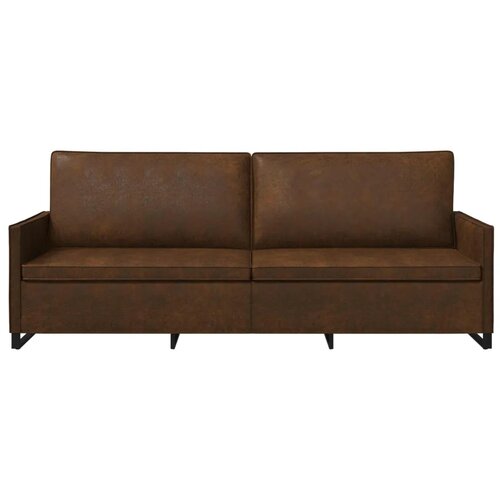 SOFA za 3 osobe Smeđa 220 x 81 x 82 cm Umjetni sued - Smeđa 210 cm Slike