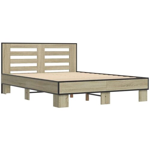  Okvir kreveta boja hrasta 120x200 cm konstruirano drvo i metal Slike