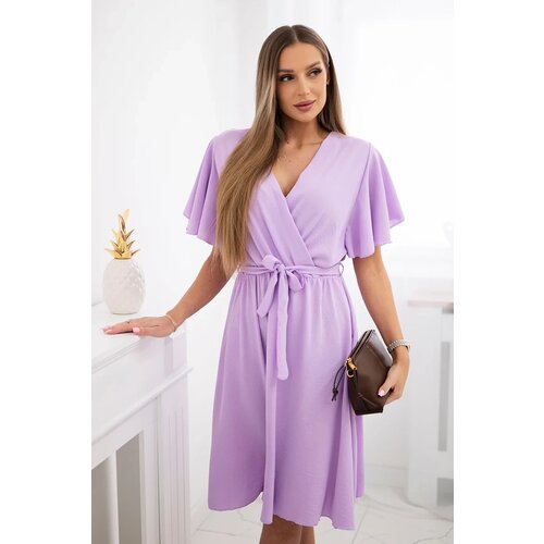 Kesi Włoski Dress with a plunging neckline light purple Cene