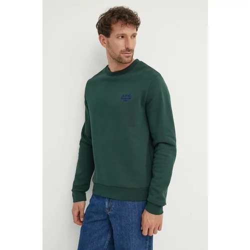 A.P.C. Bombažen pulover Sweat Rider moški, zelena barva, COGVG.H27699.KAG