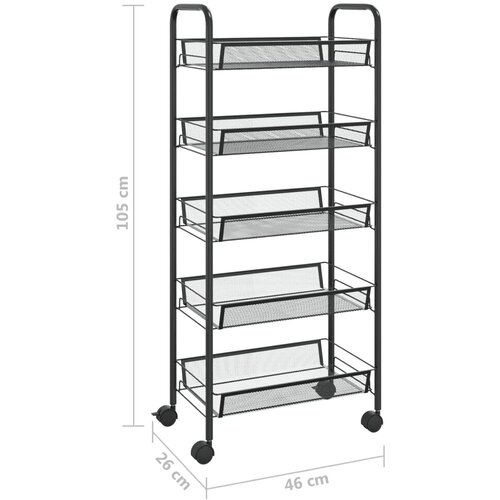  Kuhinjska kolica s 5 razina crna 46 x 26 x 105 cm željezna Slike