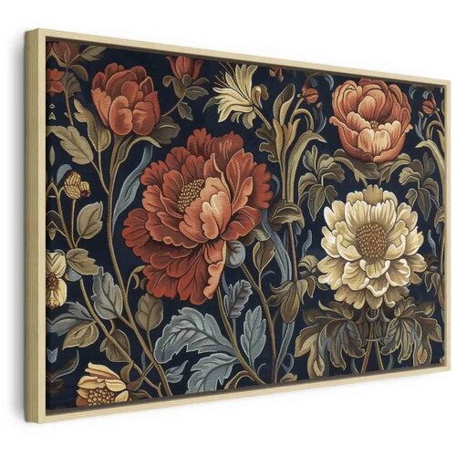  Slika - Tapestry Large Flowers Retro Floral Motif in Kilim Style 120x80 U prirodnom drvenom okviru Cene