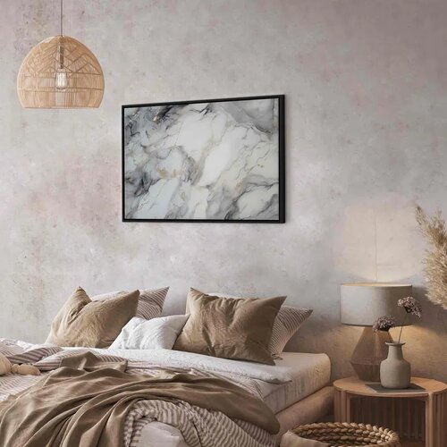  Slika - Elegant marble &amp;ndash; stone structures in neutral colours 120x80 U crnom drvenom okviru Slike