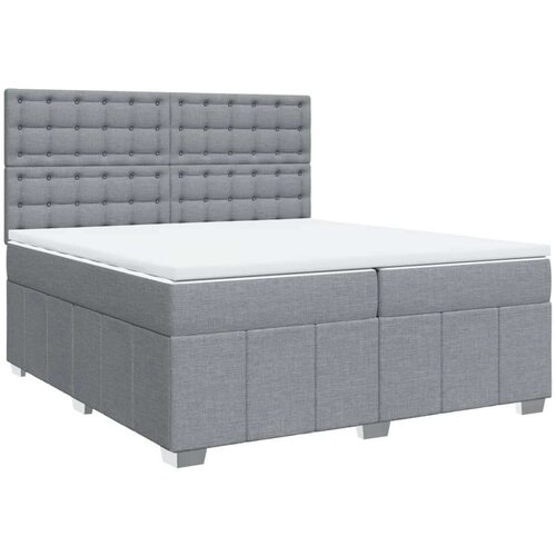 VidaXL Krevet s oprugama i madracem svjetlosivi 200 x 200cm od tkanine Slike