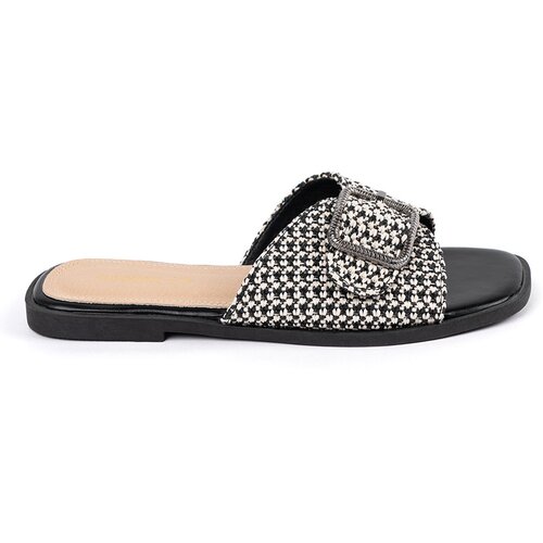 GOODIN Black and white checkered flip-flops with buckle Cijene