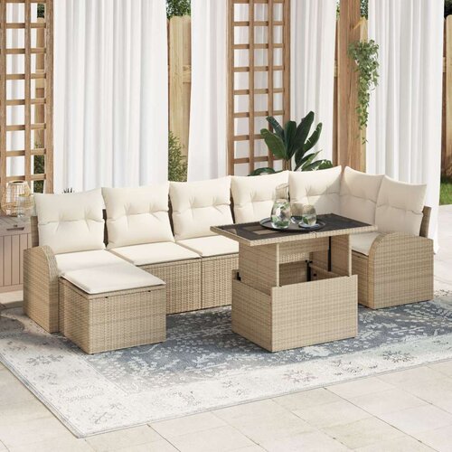  Set vrtnih sofa od 8 komada s jastucima bež poli ratan Cijene