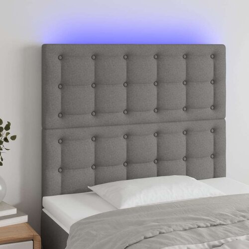  LED posteljno vzglavje temno sivo 80x5x118/128 cm blago, (20936316) Slike