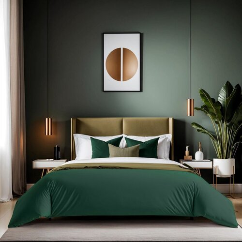  tonne verte - 54 dark green ranforce double quilt cover (fr) (it) (de) Cene