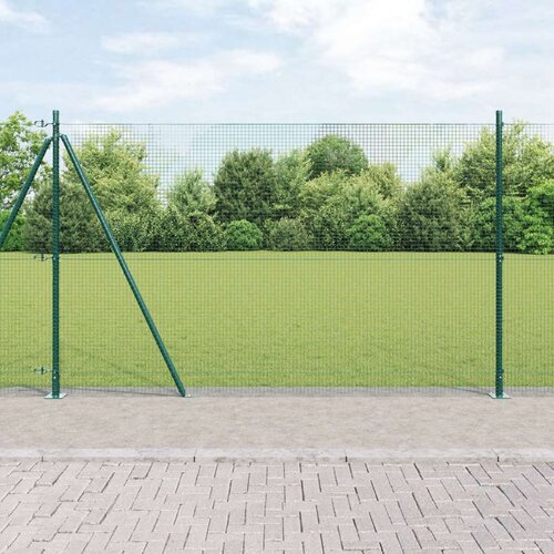 vidaXL varjena žičnata ograja s 13 flanširanimi stebri Zelena 1.5x25 m jeklo Cene