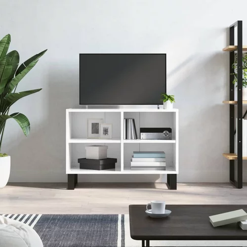 vidaXL TV omarica visok sijaj bela 69,5x30x50 cm inženirski les