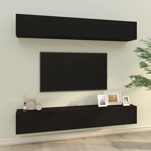 vidaXL Stenske TV omarice 4 kosi črne 100x30x30 cm