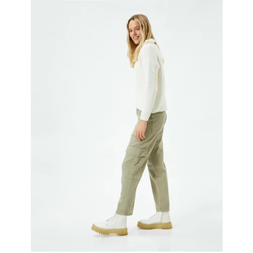 Koton Cargo Pants Straight Leg Pocket Detail Buttoned Cotton