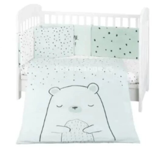 Kikka Boo komplet posteljina za krevetac 6u1 bear mint Slike
