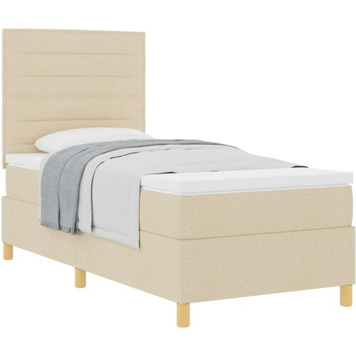  Postelja z vzmetnico z vzmetnico krema 80 x 200 cm blago, (5000127178) Cene