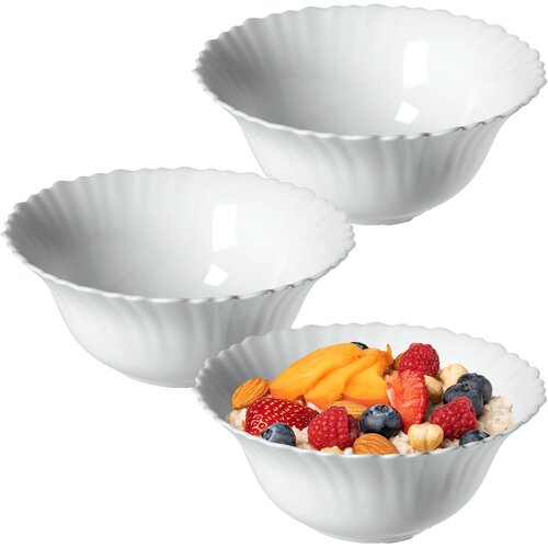 KADAX 3x Steklena solatna skleda Skleda za solato Skleda za prigrizke Bela 16 cm, (5000351990) Slike