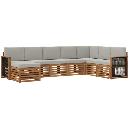 vidaXL Zunanja garnitura za sedenje 6 pcs Naravna in svetlo siva, (5000280493) Cene