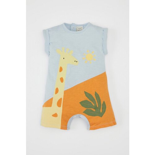 Defacto baby boy newborn giraffe printed flame cotton sleeveless jumpsuit Cene