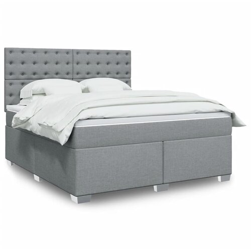 vidaXL Box spring postelja z vzmetnico svetlo siva 180x200 cm blago Cene